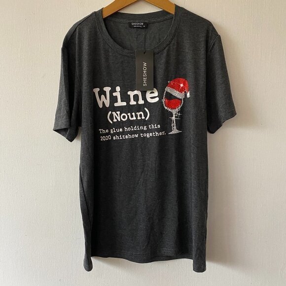 Sheshow T-shirt Womens Medium Gray NWT Wine 2020 Kitschy Gift - Picture 1 of 6